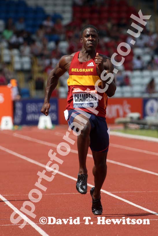 Dwain Chambers winner of the 100 metres at the Sainsbury's British Championships, Birmingham.